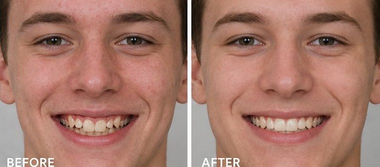 Protruding Teeth Alignment before and after braces