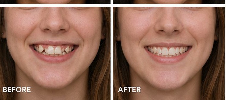 Crowded Teeth Treatment before and after braces